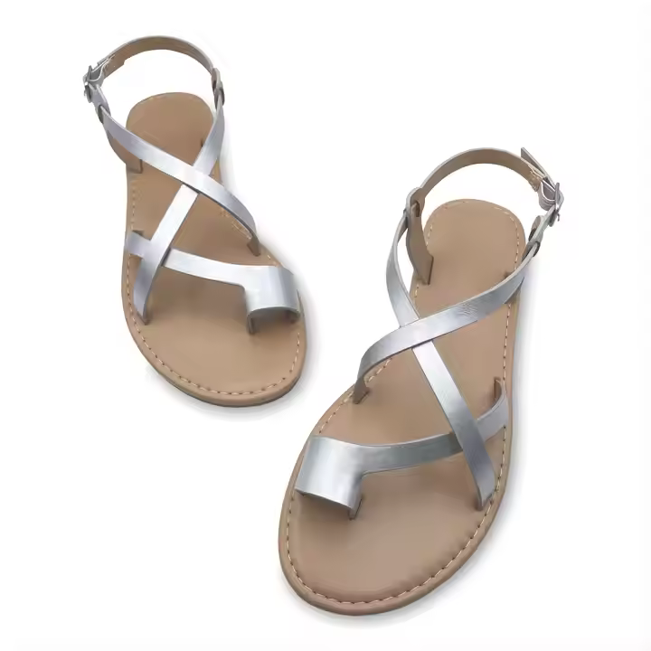 2024 New Trending Wholesale New Fashion Sandals Brown /Silver /Gold Sandals Affordable 0.3Cm Heel Peep Toes Sandals