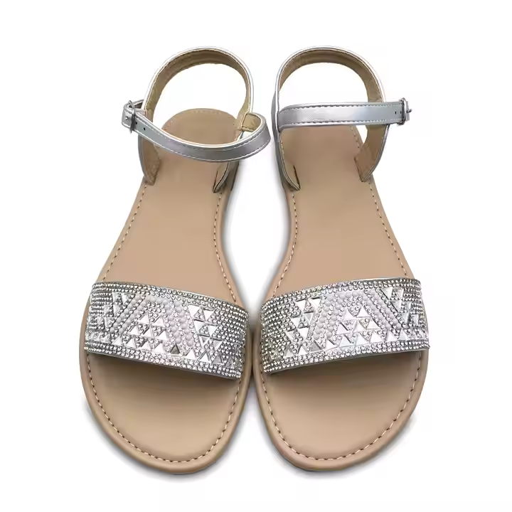Factory Direct Supply Shoes Woman Sandals Black/ Silver Sandals For Women Other Logos Can Be Printed Fashion Women Flat Sandals