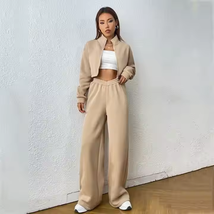 Wholesale Fleece Long Sleeves Track Suit Training & Jogging Training Wear Sportswear Women Tracksuit