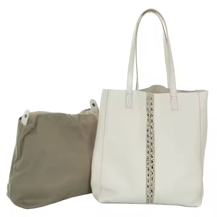 Women's Shoulder Bags KYLA Shopper in Real genuine vegetal Leather crochet details in real leather unlined cotton bag included