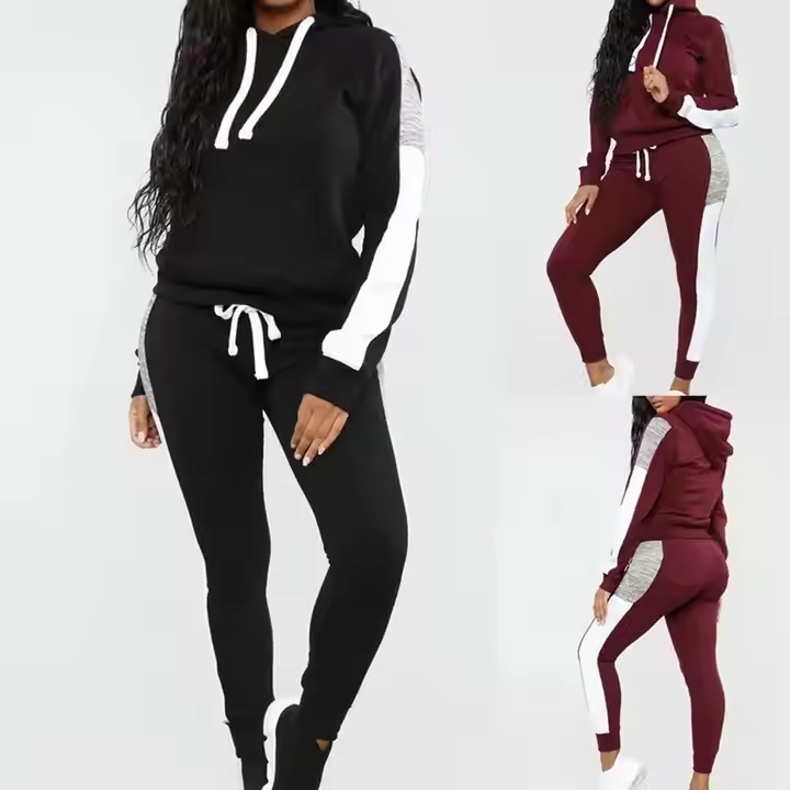 New Stylish Custom Logo Track Suit Slim Fit Jogging Sweatsuit 2 Piece Set Women Velour Fleece Tracksuits for Women
