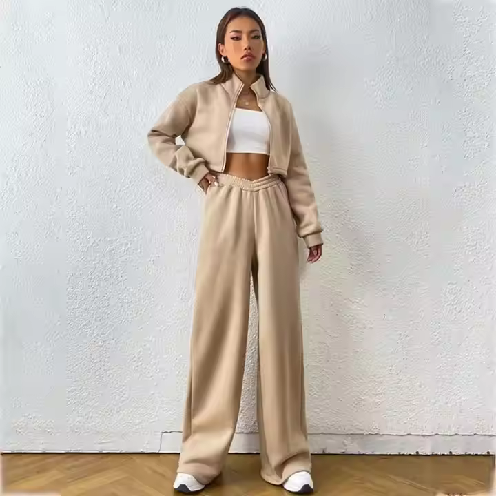 Wholesale Fleece Long Sleeves Track Suit Training & Jogging Training Wear Sportswear Women Tracksuit