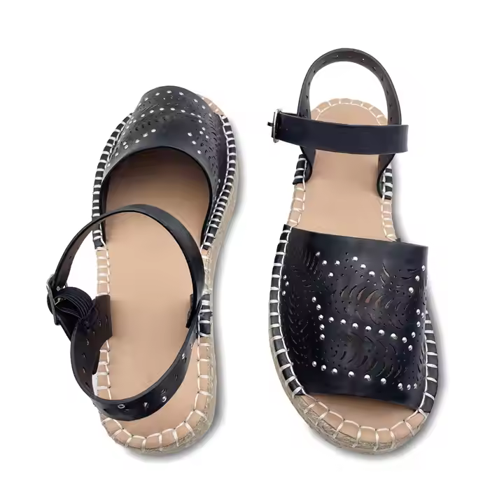 Factory Sale Hot Seller Female Sandals Jute Ladies Black/White Sandals Wearable In All Seasons 0.3Cm Heel