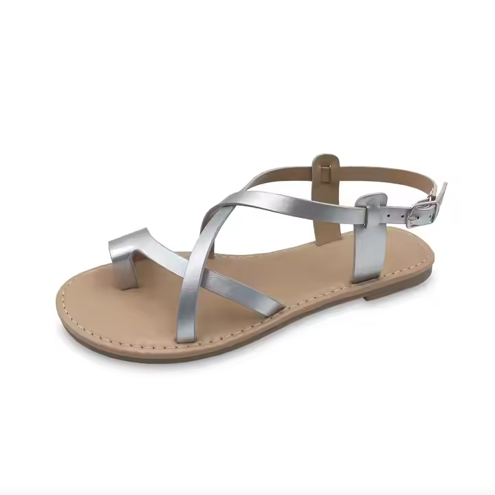 2024 New Trending Wholesale New Fashion Sandals Brown /Silver /Gold Sandals Affordable 0.3Cm Heel Peep Toes Sandals