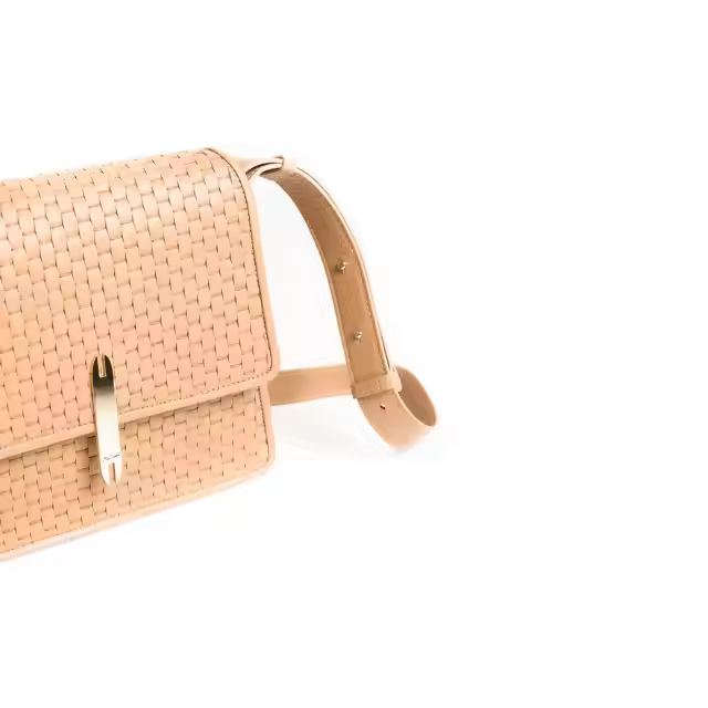 Made in Italy Woven with 18th Century Treadle Looms Leather Medium Messanger Bag Camel for Everyday use