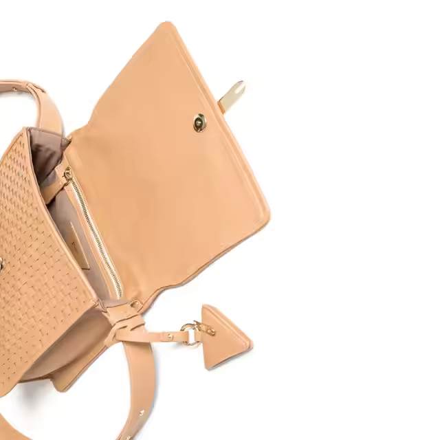 Made in Italy Woven with 18th Century Treadle Looms Leather Medium Messanger Bag Camel for Everyday use