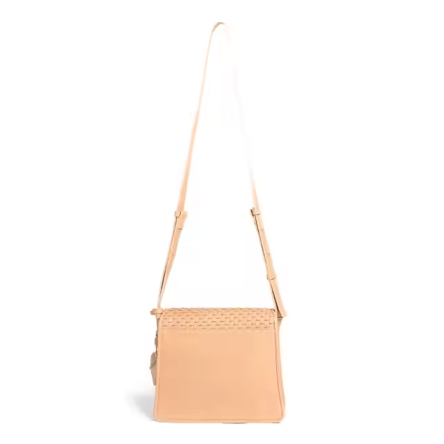Made in Italy Woven with 18th Century Treadle Looms Leather Medium Messanger Bag Camel for Everyday use