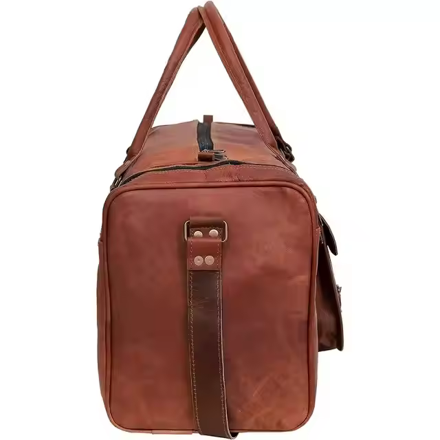 Genuine Leather Trolley Duffel Travel Overnight Weekend Leather Bag Sports Gym Duffel Luggage Travel Bag For Men And Women