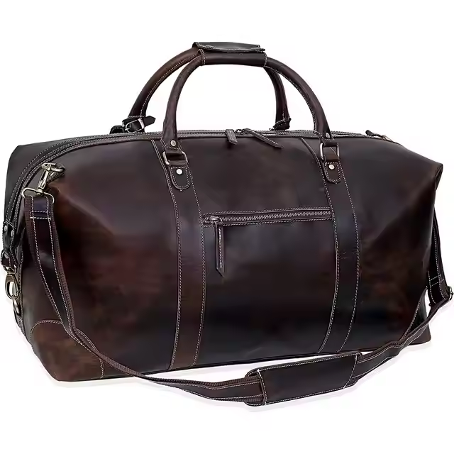 Leather Buffalo Travel Case Duffel Luggage Bag, Gym Travel Tote Duffel, Overnight Weekender (brown)