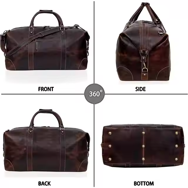 Leather Buffalo Travel Case Duffel Luggage Bag, Gym Travel Tote Duffel, Overnight Weekender (brown)