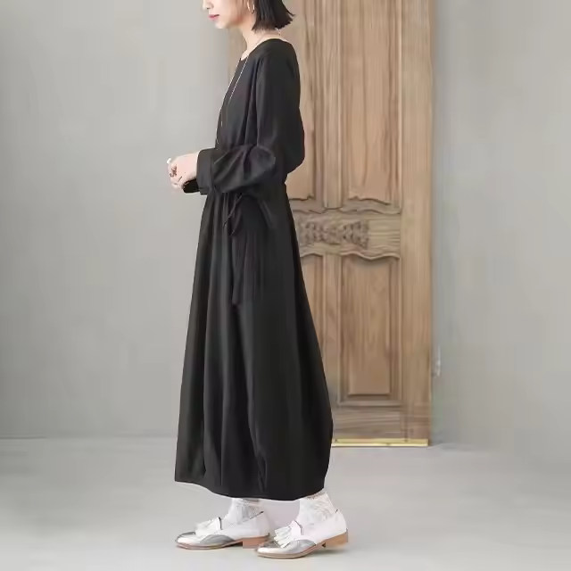 Linen-blend Viyella Fabric Jacket and Dress Women's Winter Two-piece Clothing Set Ladies for Girls