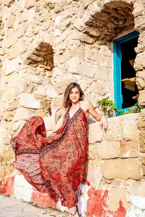 Indian Boho Women's Dress 100% Cotton Floral Print 3/4 Sleeve Casual to Evening Party Wear Sexy Beach Maxi Dress