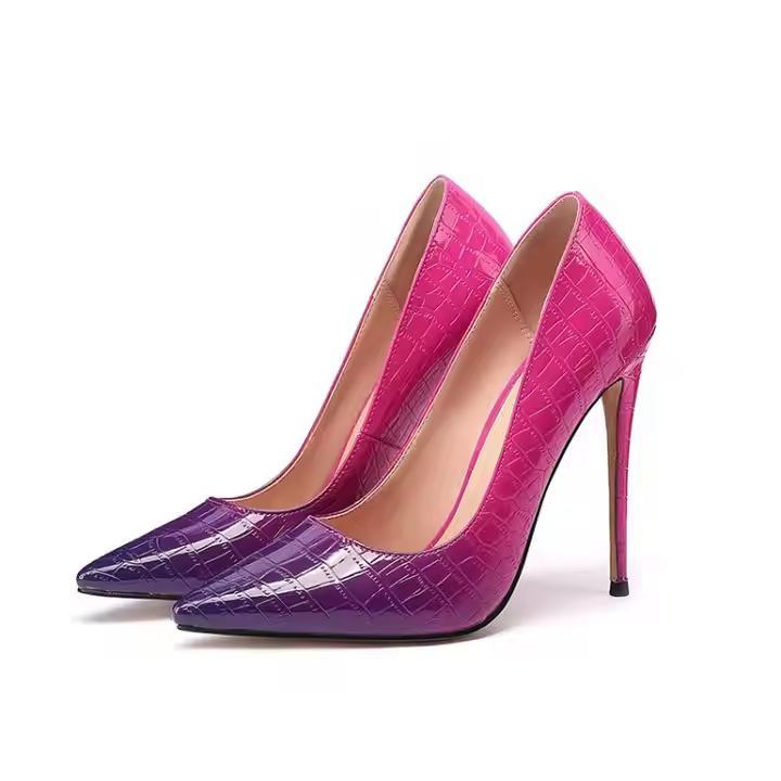 Women's Custom Big Size Vegan Print Pumps Slip-On Closed Toe High Heels Winter Season