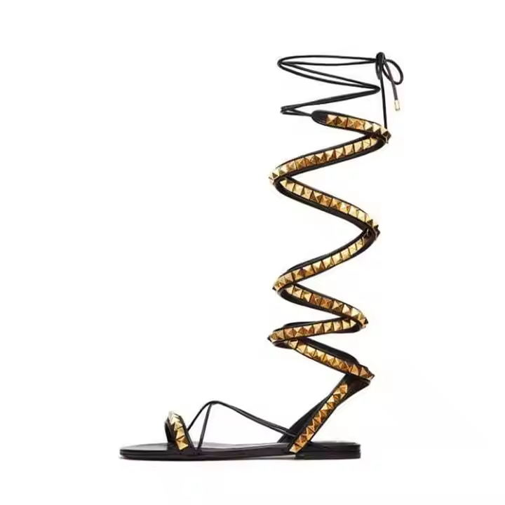 Custom Large Size 34-45 Ladies' Summer Flip Flops Roman Style Flat Sandals Anti-Slippery PU Rubber Material Shoe