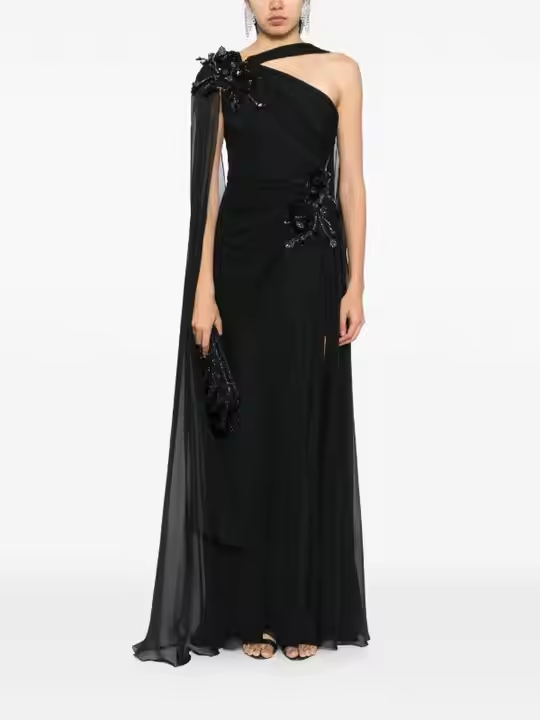 Luxury Floral Evening Party Ball Gown High Quality Sleeveless Beaded Sequin Embroidery Long Body Shape Anti-Static Feature