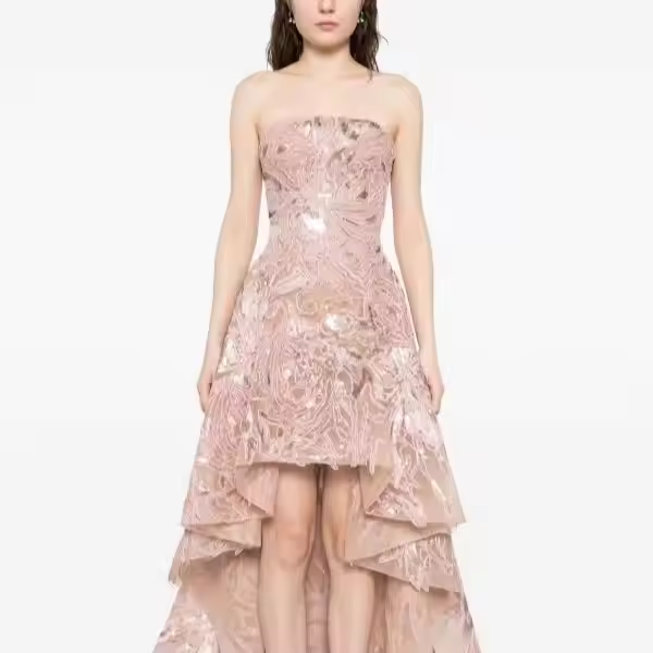 Luxury Evening Party Ball Gown Sleeveless Beaded Sequin Embroidery Long Body Shape Made High Quality
