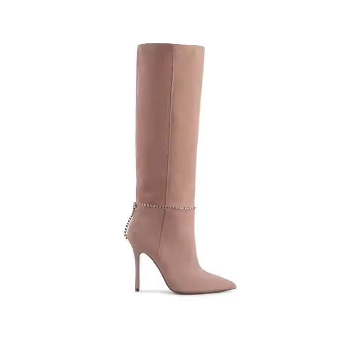 New Fashionable Pink High Knee Boots Women Shoes High Heel Made in Italy Genuine Leather for Export