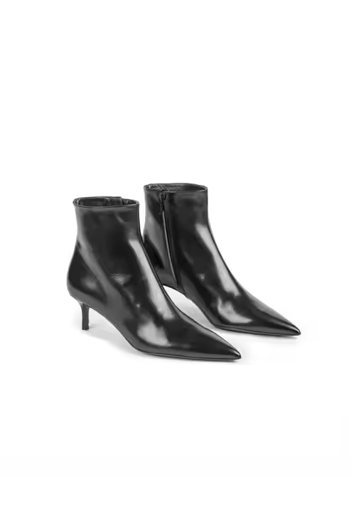 Premium Quality Women Black Ankle Boots Shoes Genuine Leather All Seasons Shoes Made in Italy for Sale