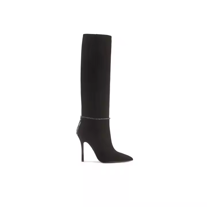 New Hot Sale Black Italian High Heel Over Knee Boots for Women for All Season Leather Shoes Made in Italy