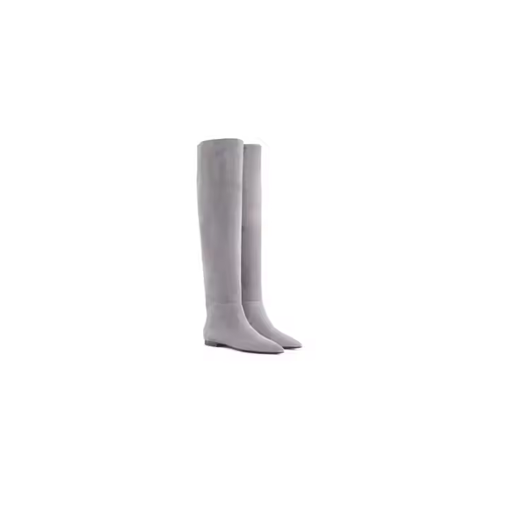 Luxury Italian Fashion Elegant Ivory Over-the-Knee Leather Boots High Quality Genuine Leather Lining Women's Shoes Summer Winter