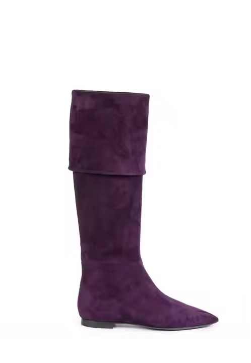 Fashion Long Boots Women Genuine Leather Purple Made in Italy Shoes for Export
