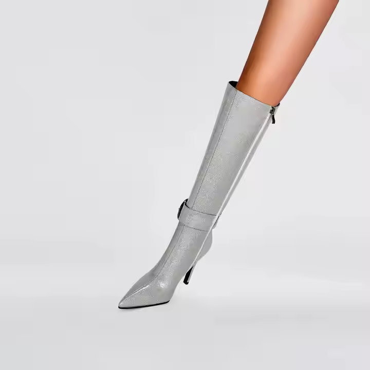 Custom Women's Winter Knee High Boots New Long Toe Gradual Color Thick Heel Side Zipper Autumn/Winter Cowboy Style