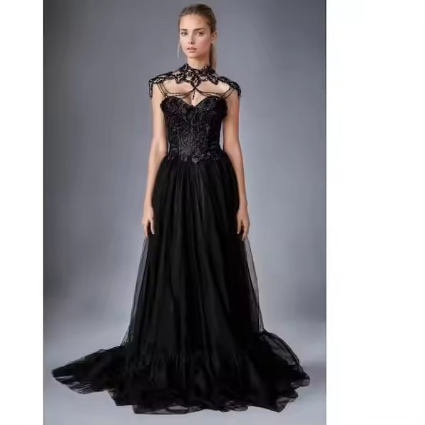 Simple Fashion Modest Style Maxi Dress Full-Length Embroidery Front Beading A-Line Silhouette Natural Embellished Pearl