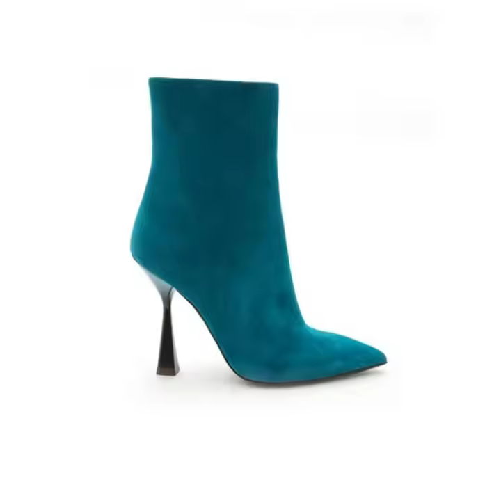 Italian Fashion High Quality Ankle Boots Ladies Zip Closure Leather Shoes High Heel Mid-Calf Autumn Short Made Italy Export