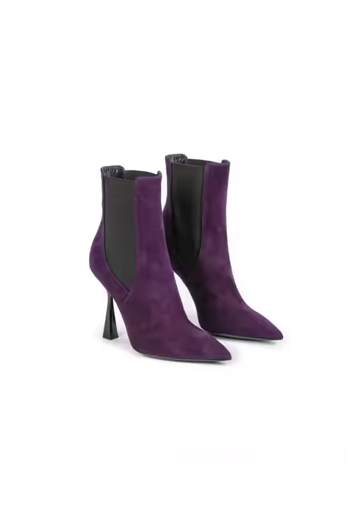 Top Quality Purple Fashionable Ankle Boots Shoes in Genuine Leather Made in Italy for Export Sale