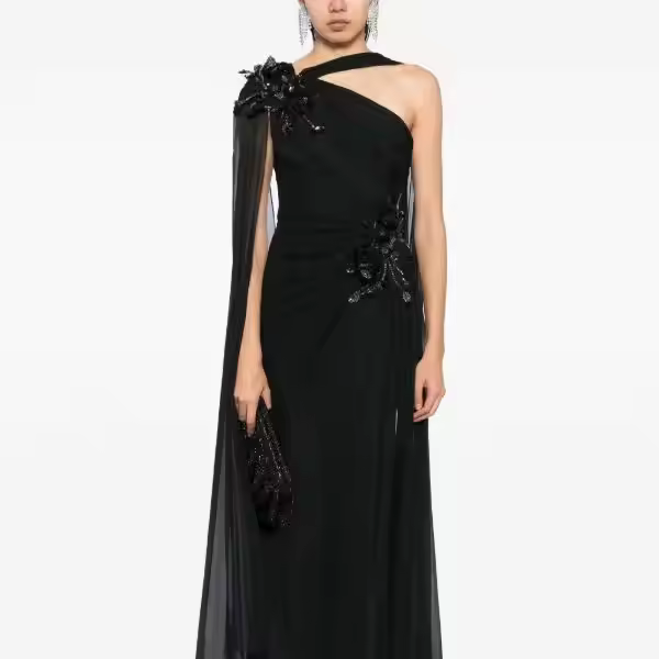 Luxury Floral Evening Party Ball Gown High Quality Sleeveless Beaded Sequin Embroidery Long Body Shape Anti-Static Feature