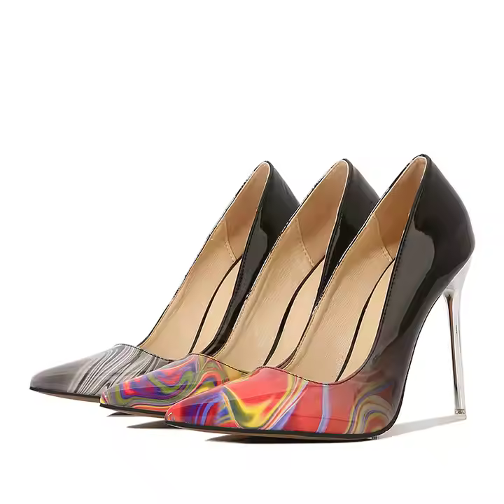 Custom Fashion Women Pointed Toe Pu High Heel Plus Size Pumps Shoes
