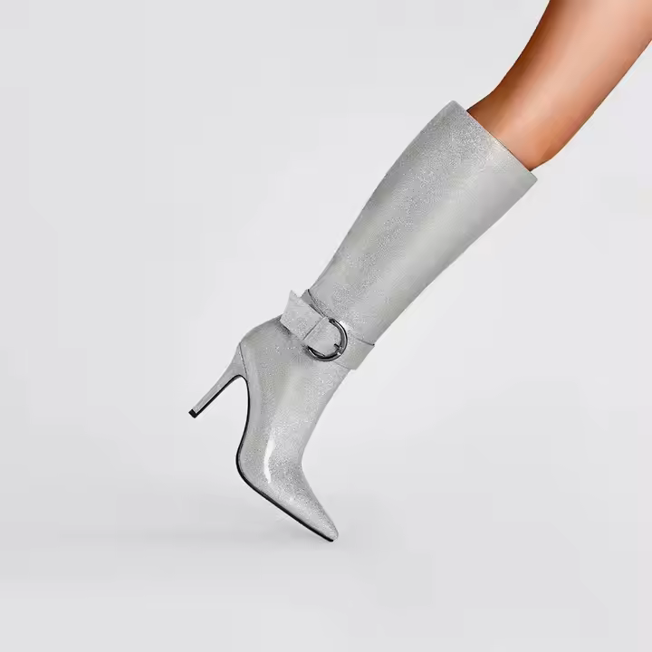 Custom Women's Winter Knee High Boots New Long Toe Gradual Color Thick Heel Side Zipper Autumn/Winter Cowboy Style