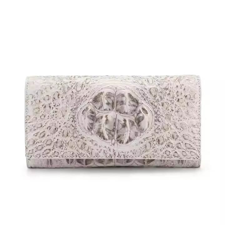 Crocodile Leather Ladies' Luxury Long Size Clutch Zip Closure Bag Hot Item Fashionable 20x10cm Made in Vietnam