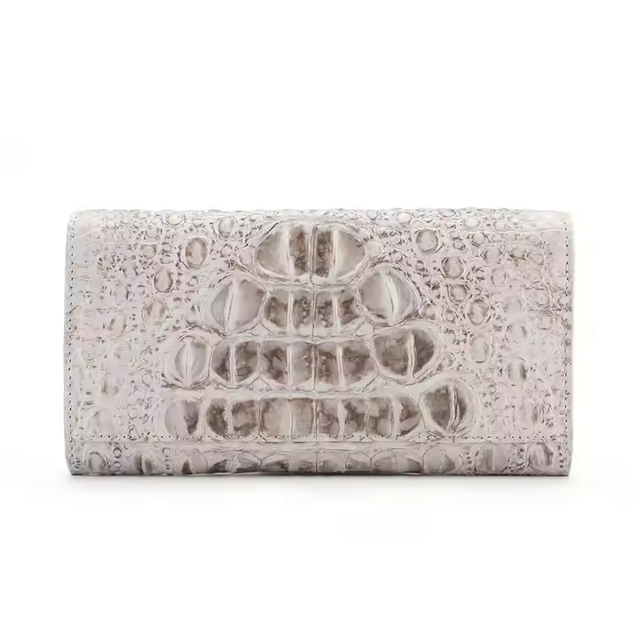 Crocodile Leather Ladies' Luxury Long Size Clutch Zip Closure Bag Hot Item Fashionable 20x10cm Made in Vietnam