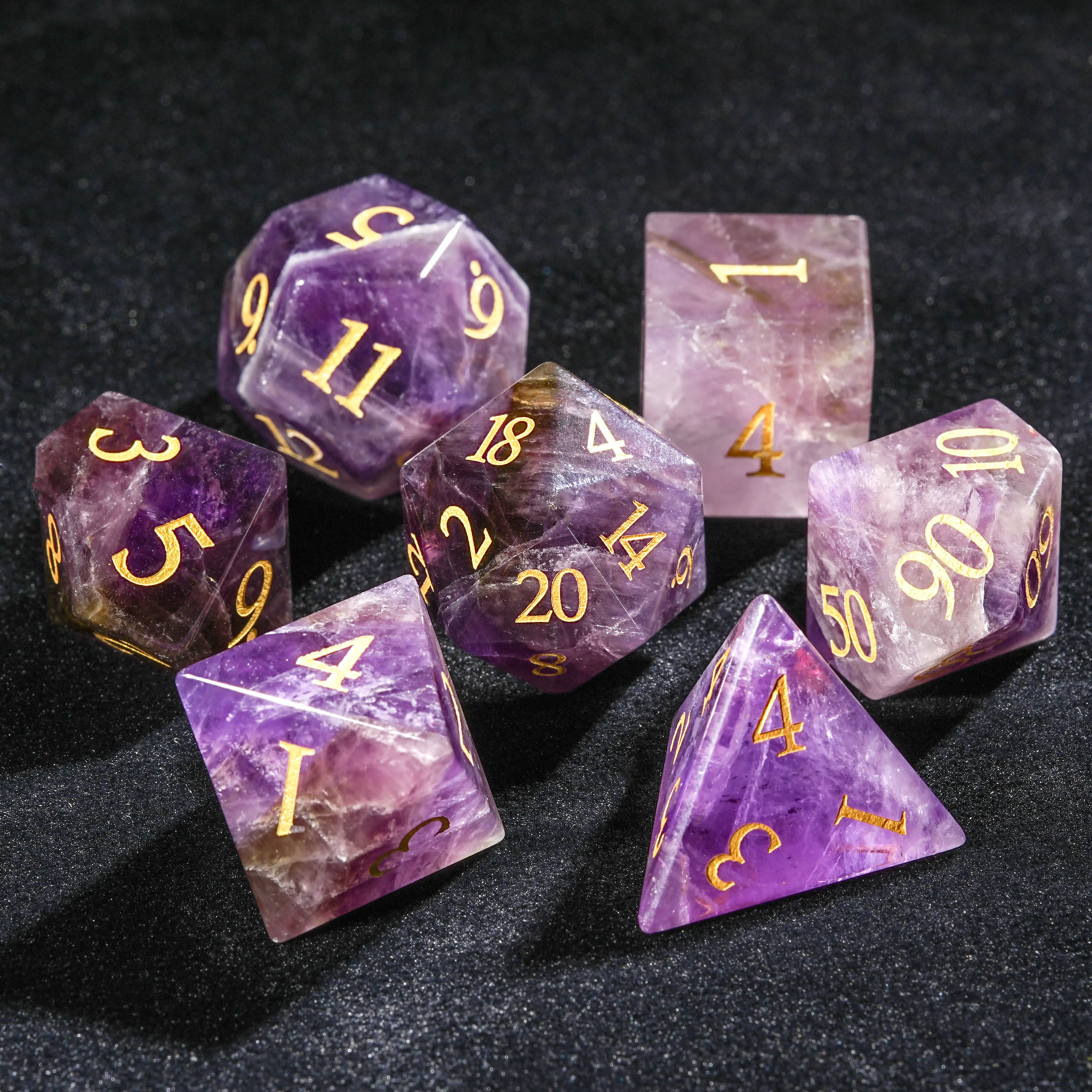 Amethyst Gem D&D dice set