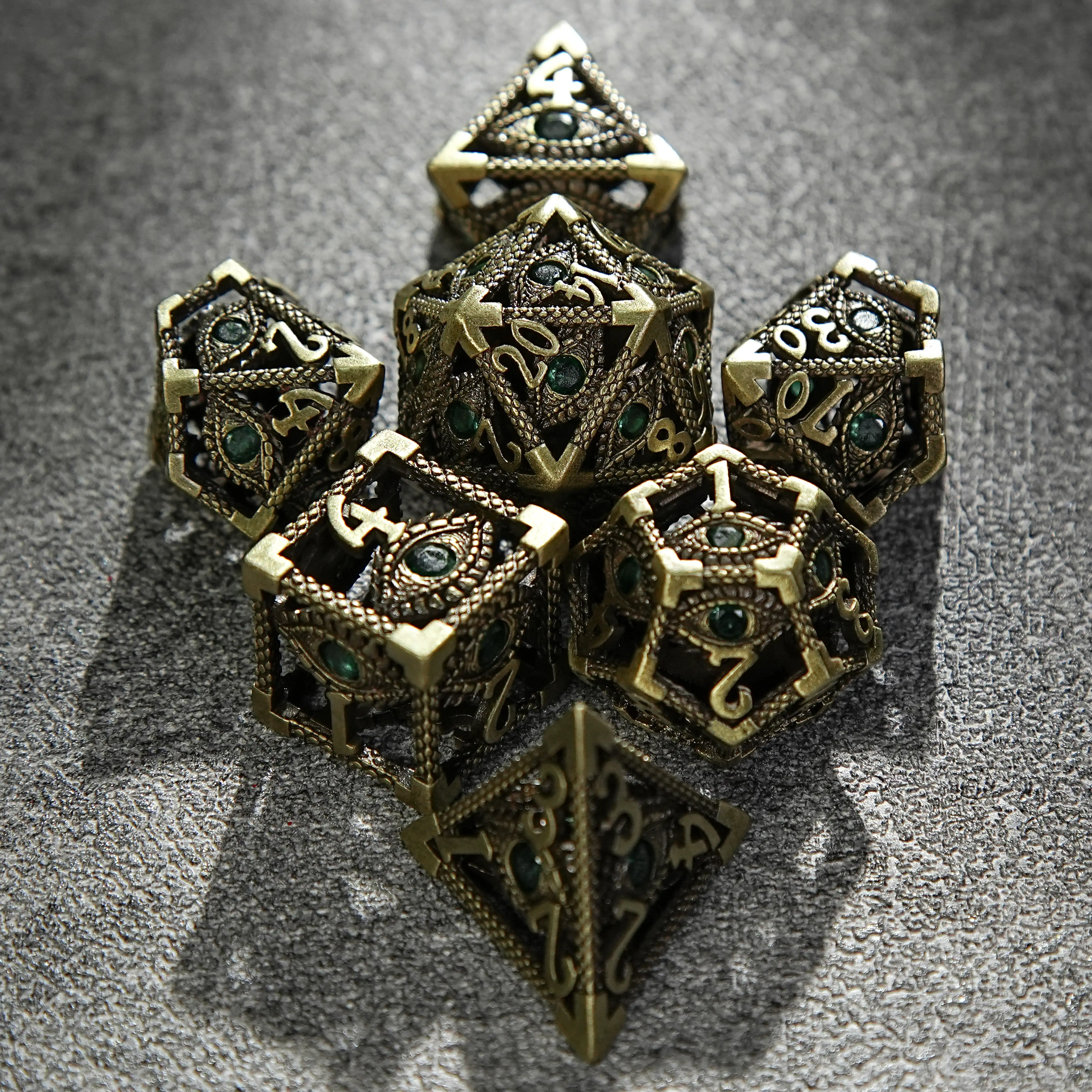 DND Dragon Eye Metal Dice Set, including D%