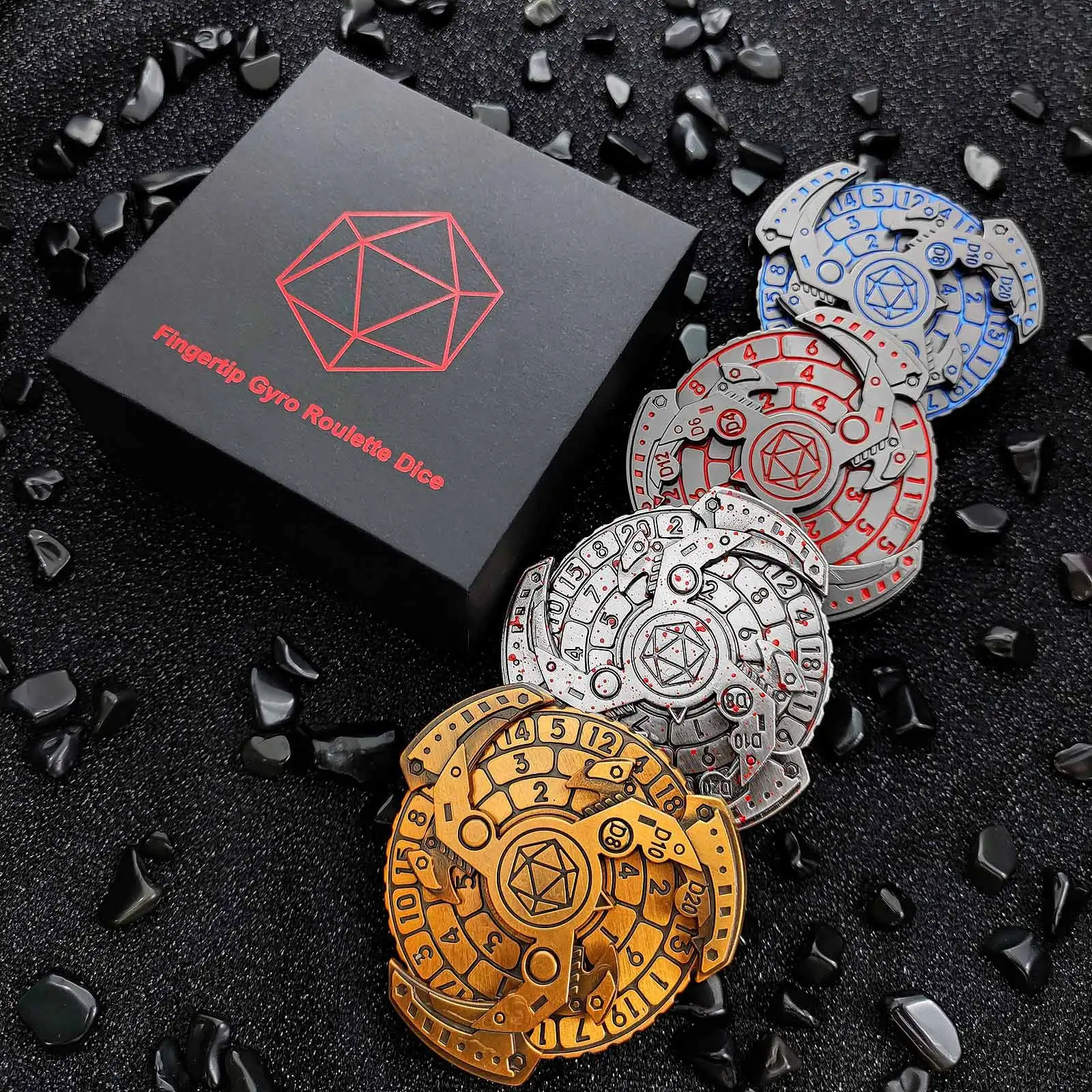 Unique dice: 7-in-1 rotating mechanical knife fingertip roulette dice