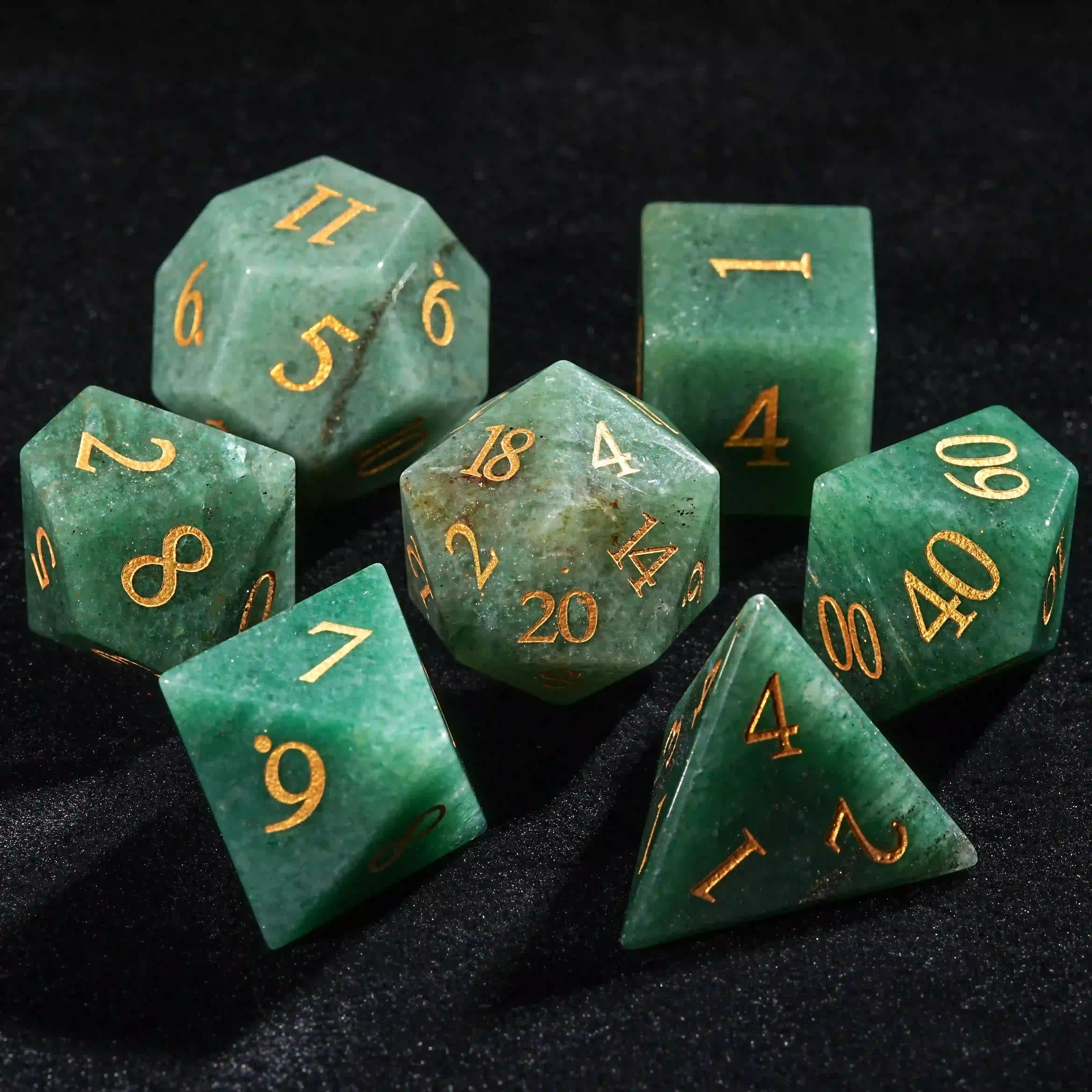 Green Dongling Gemstone D&D Dice Set | Bear Dice