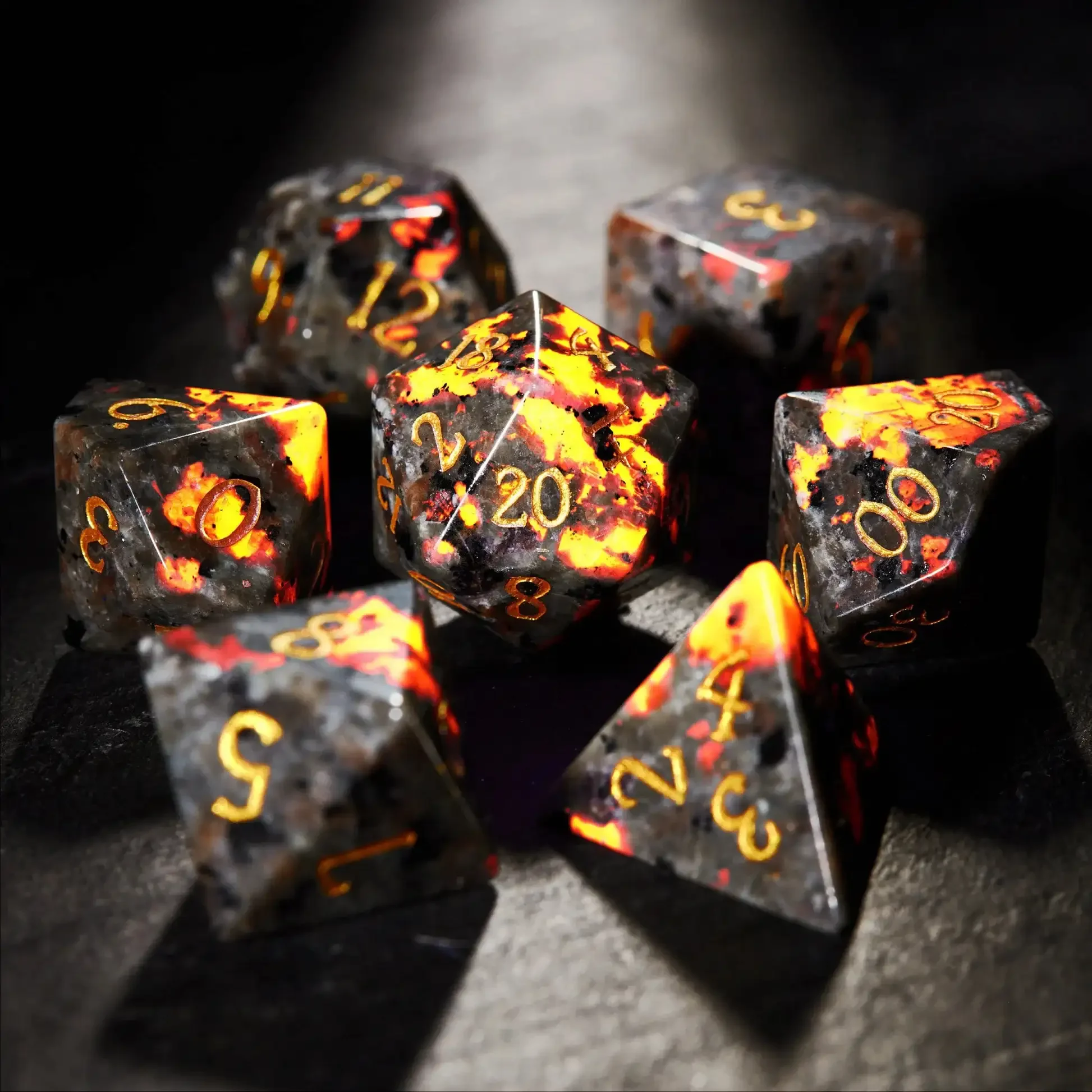 Hellfire Designs: Lava Gems DND Dice Set | Bear Dice