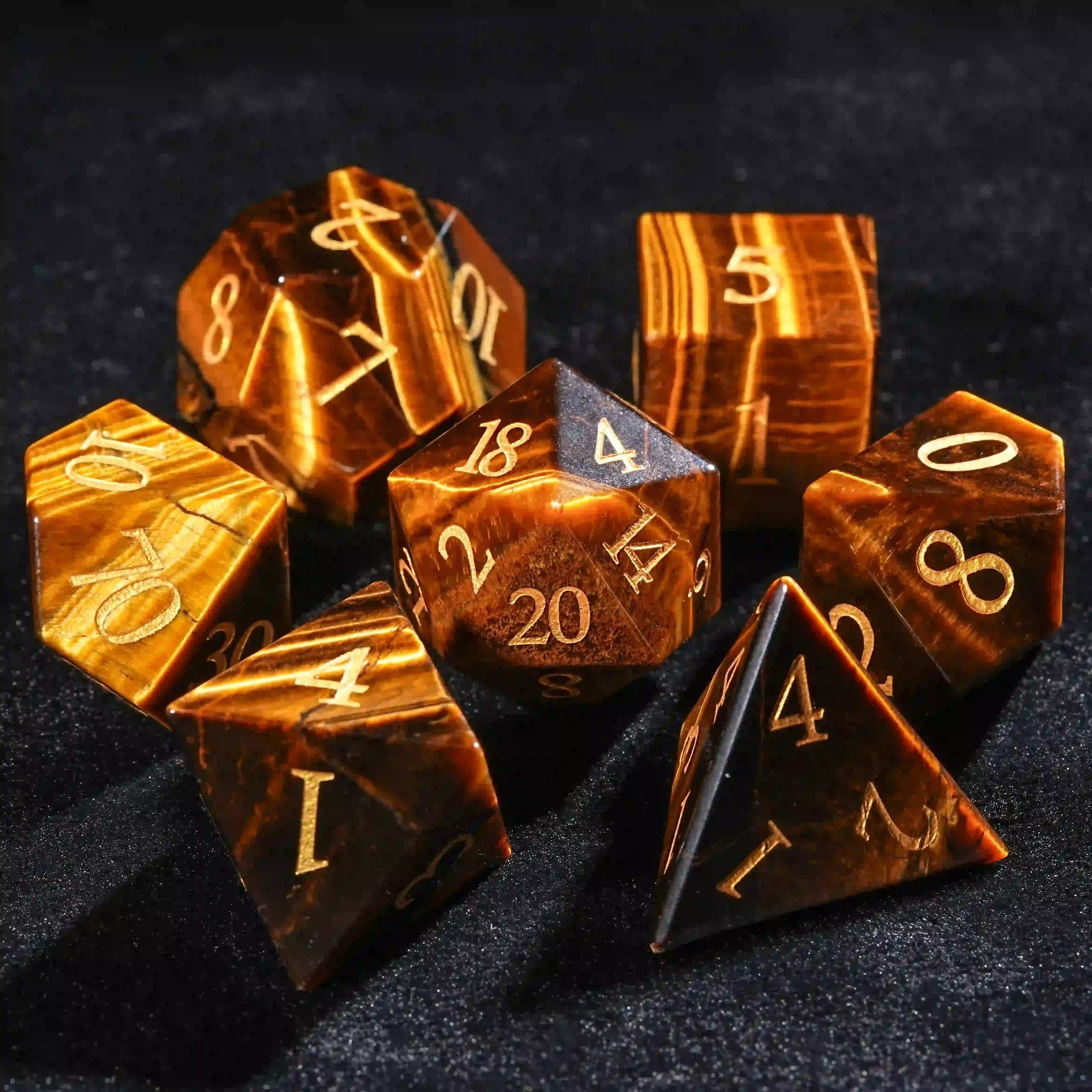 Wild Tribe - Tiger Eye Gemstone DND Dice Set | Bear Dice