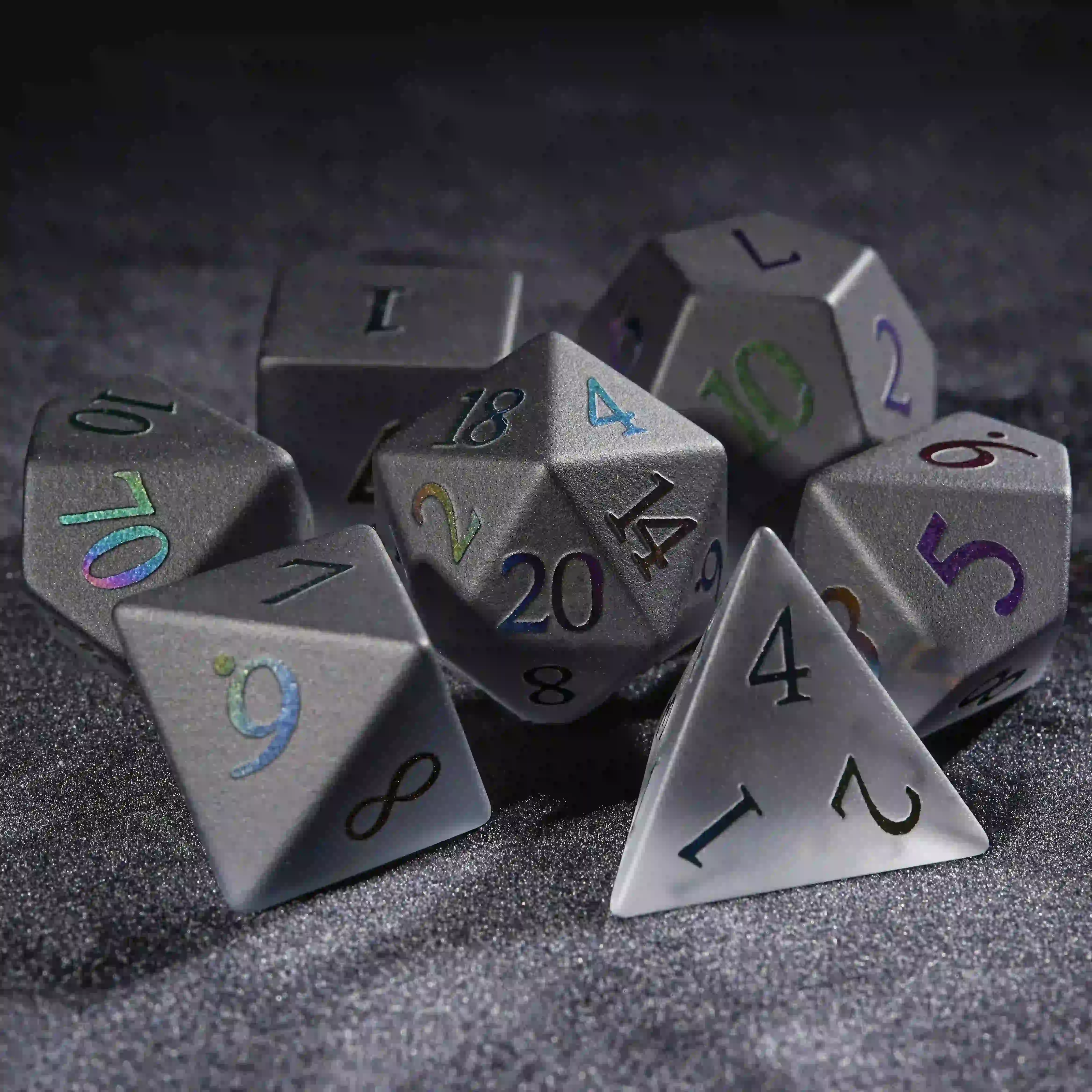 Frosted Obsidian D&D Dice Set | Bear Dice