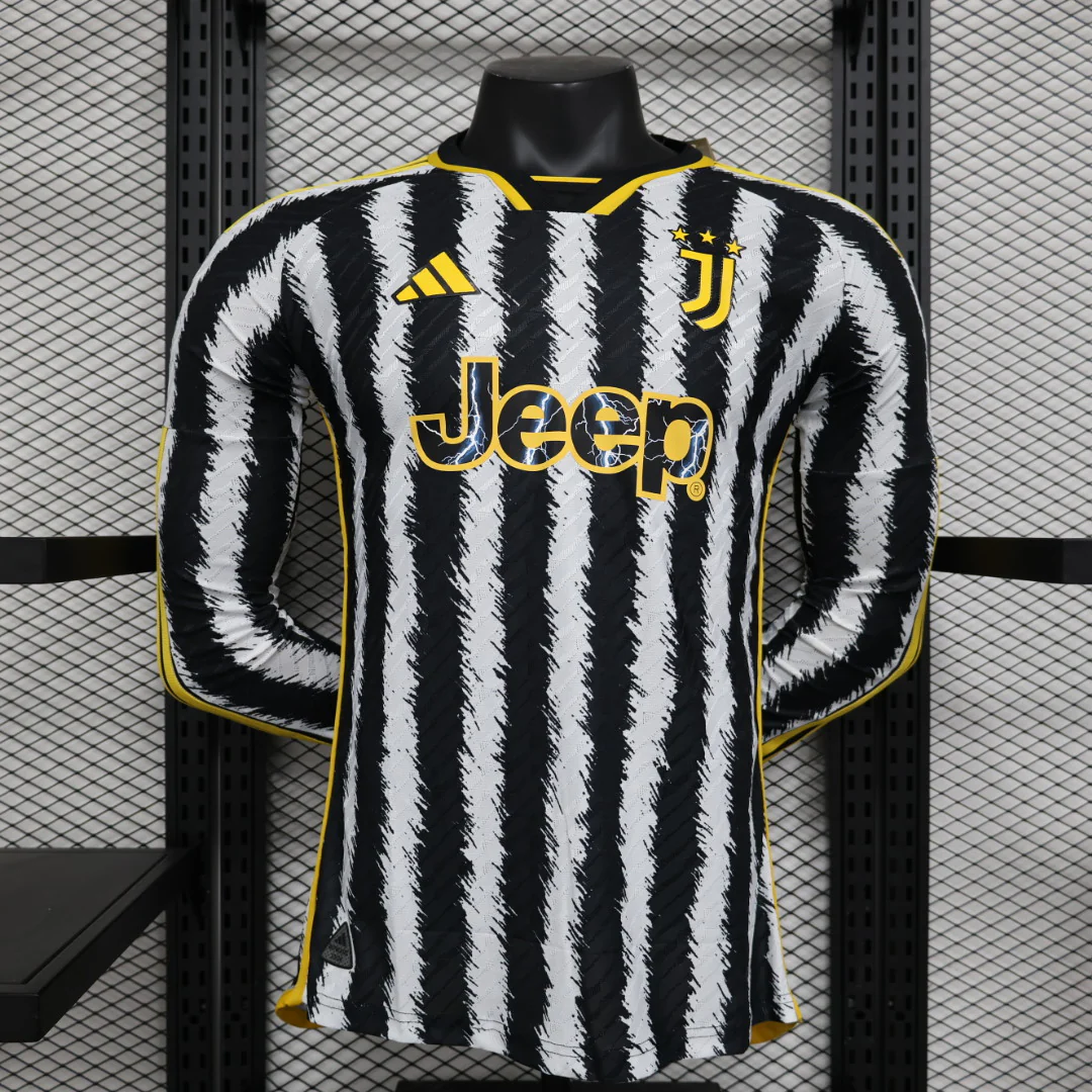 CAMISOLA MANGA LONGA DA JUVENTUS 23/24 PRETO E BRANCO - VERSO PLAYER