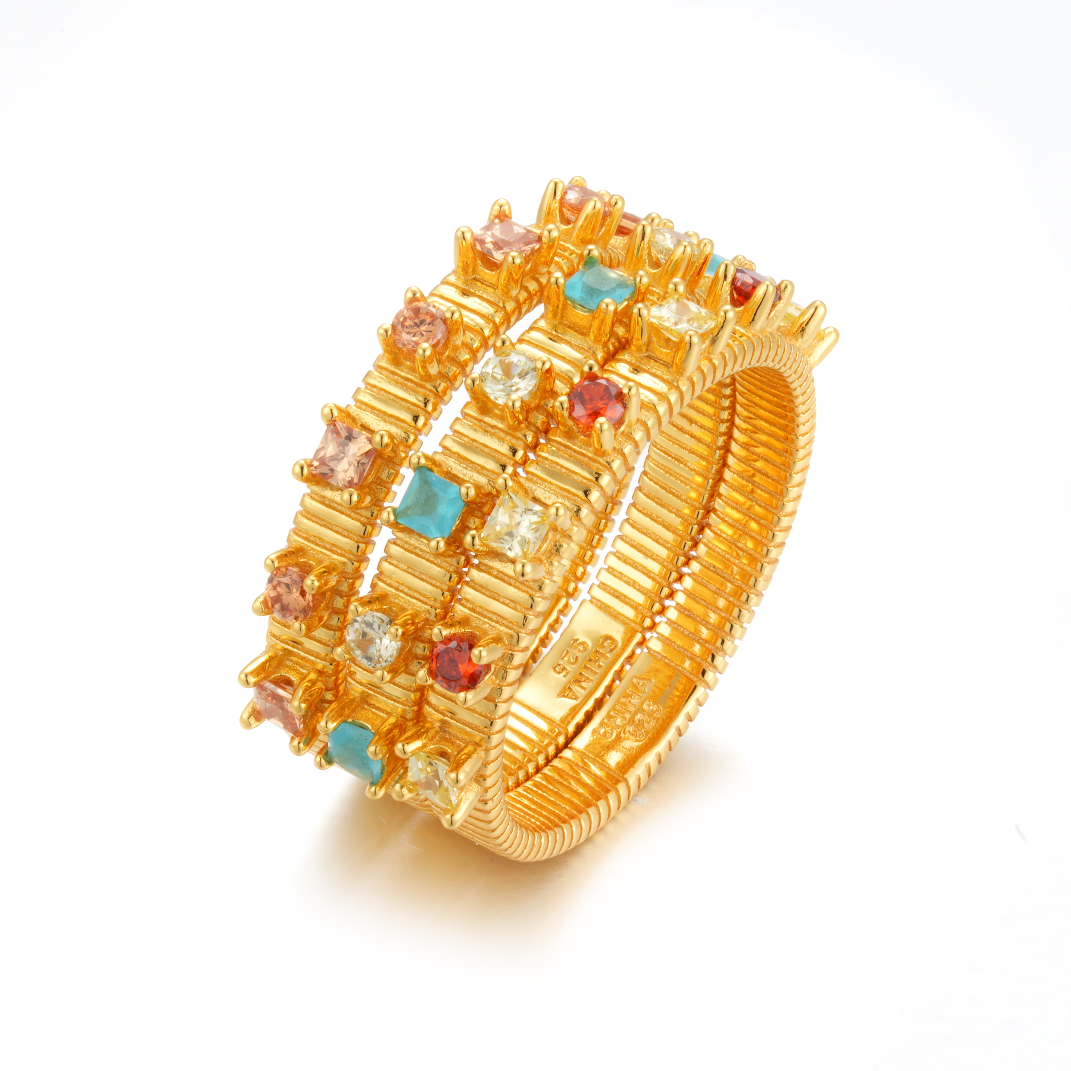 Fashionable Dark Champagne Zircon Wedding And Engagement Customization 925 Sliver Rings Women