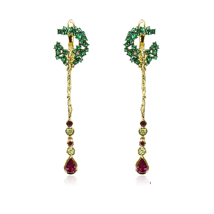 Women Christmas Present 925 Sterling Silver Dangle Earrings With Gold Plated