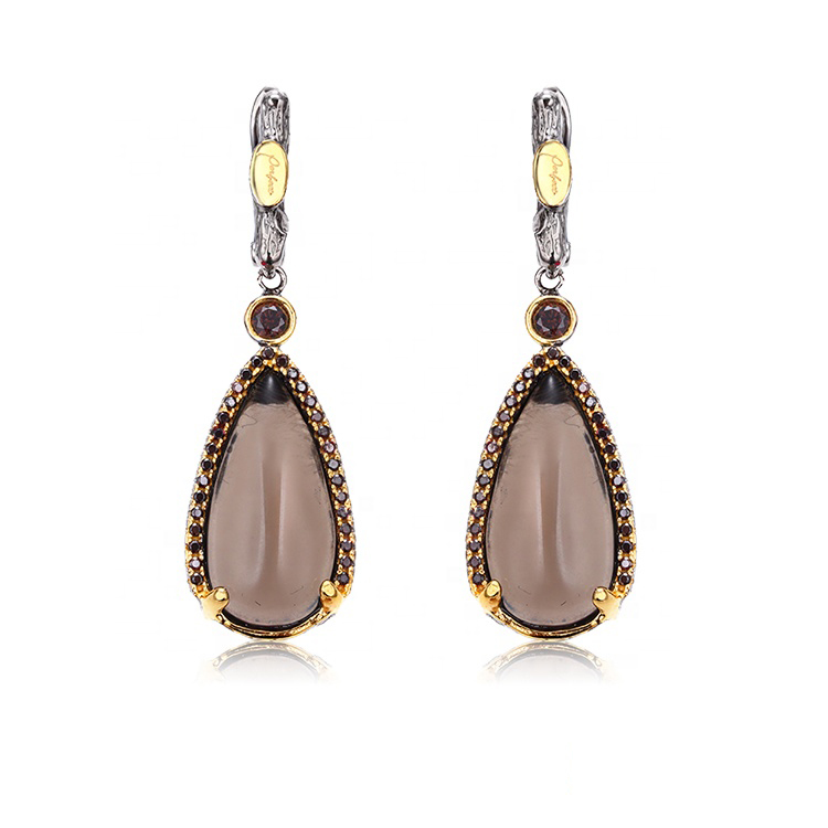 Saudi Citrine Stone 925 Sterling Silver Jewelry Dangle Earrings for Girl Party