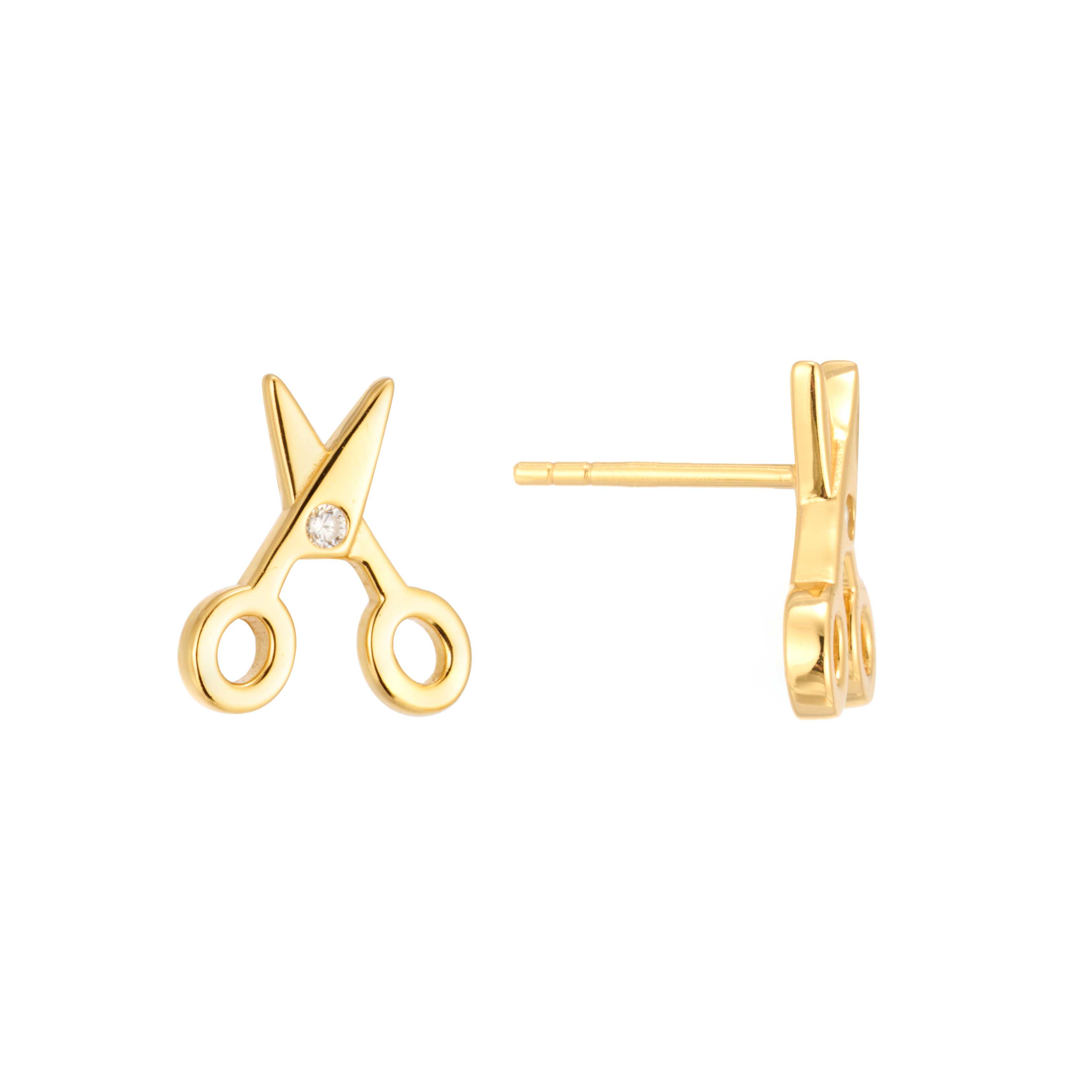New Trend Scissors White Zircon Abstract Gold Dubai Bridesmaids Sliver Earrings