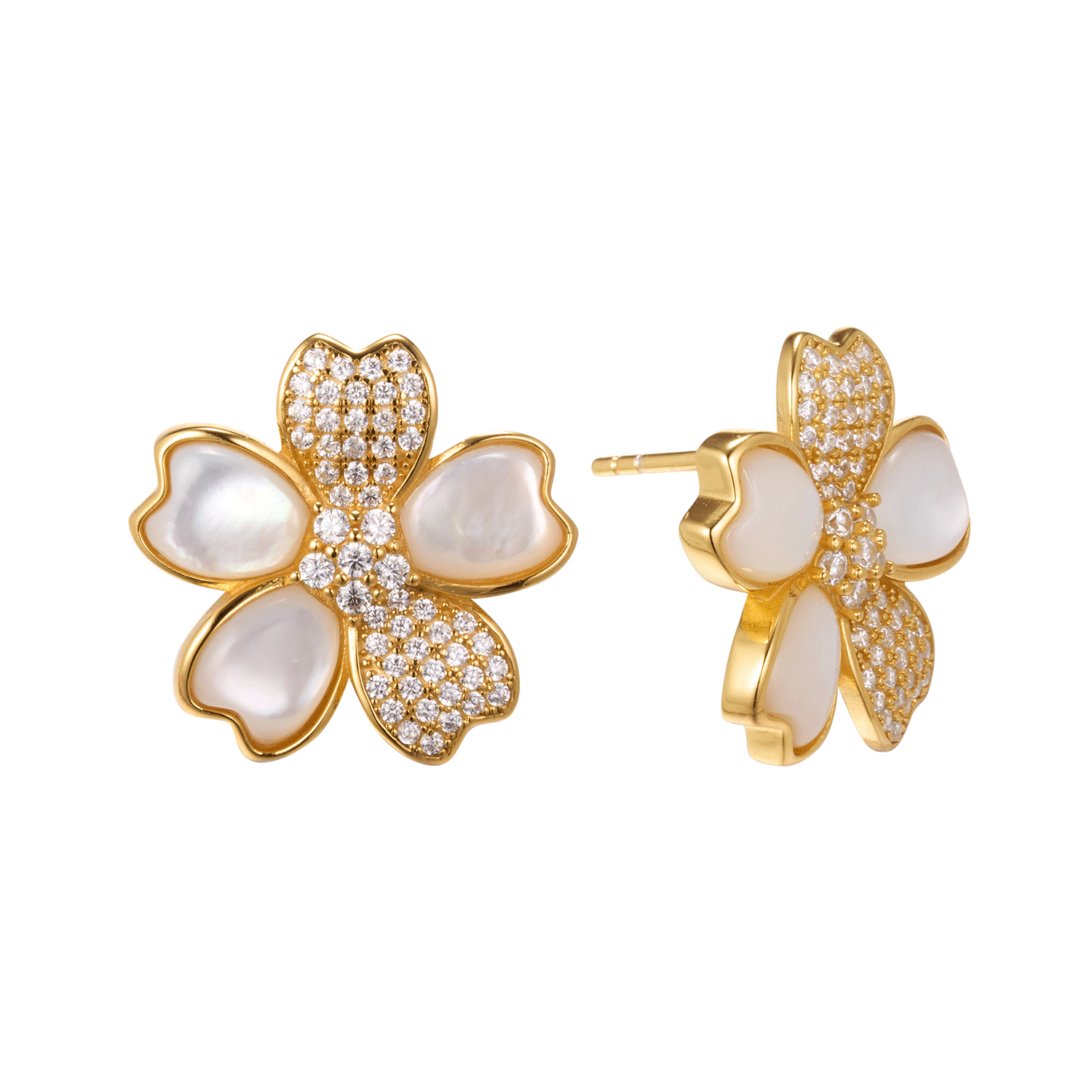 Best Sellers White Zircon Flower Stud Sliver Earrings Wholesale With Factory Best