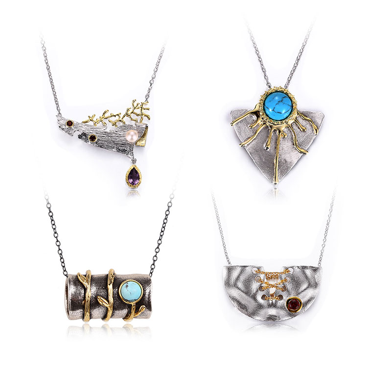 Custom Made Gold Plated 925 Sterling Silver Pendant with Amethyst