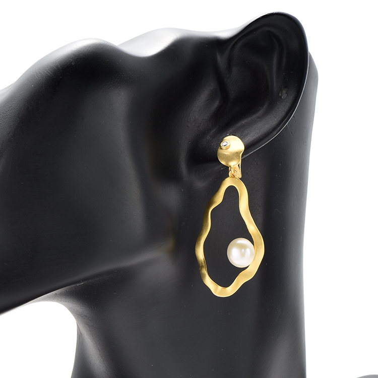 New Arrive Fasion Luxury 18K Gold White Zirconium Earrings Pearl Statement Jewellery New Designs Silver Earrings