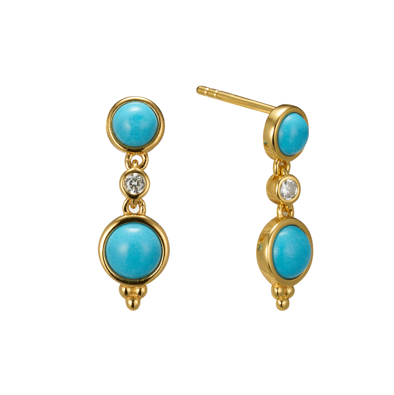 New Factory Vintage Synthetic Blue Turquoise 2023 Lady 18K Gold Plated Sliver Earrings